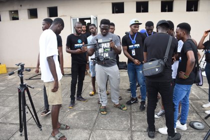 Praxis students practicing camera operation