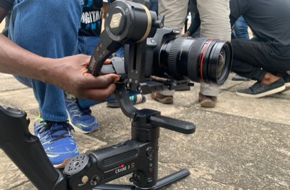 Praxis students filming during a practical class in Lagos